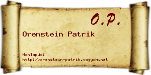Orenstein Patrik névjegykártya
